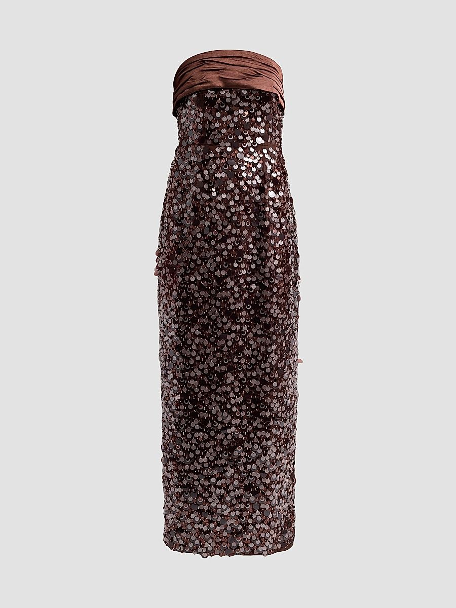Women's Hana Sequin Maxi Dress - Dark Brown - Size 12