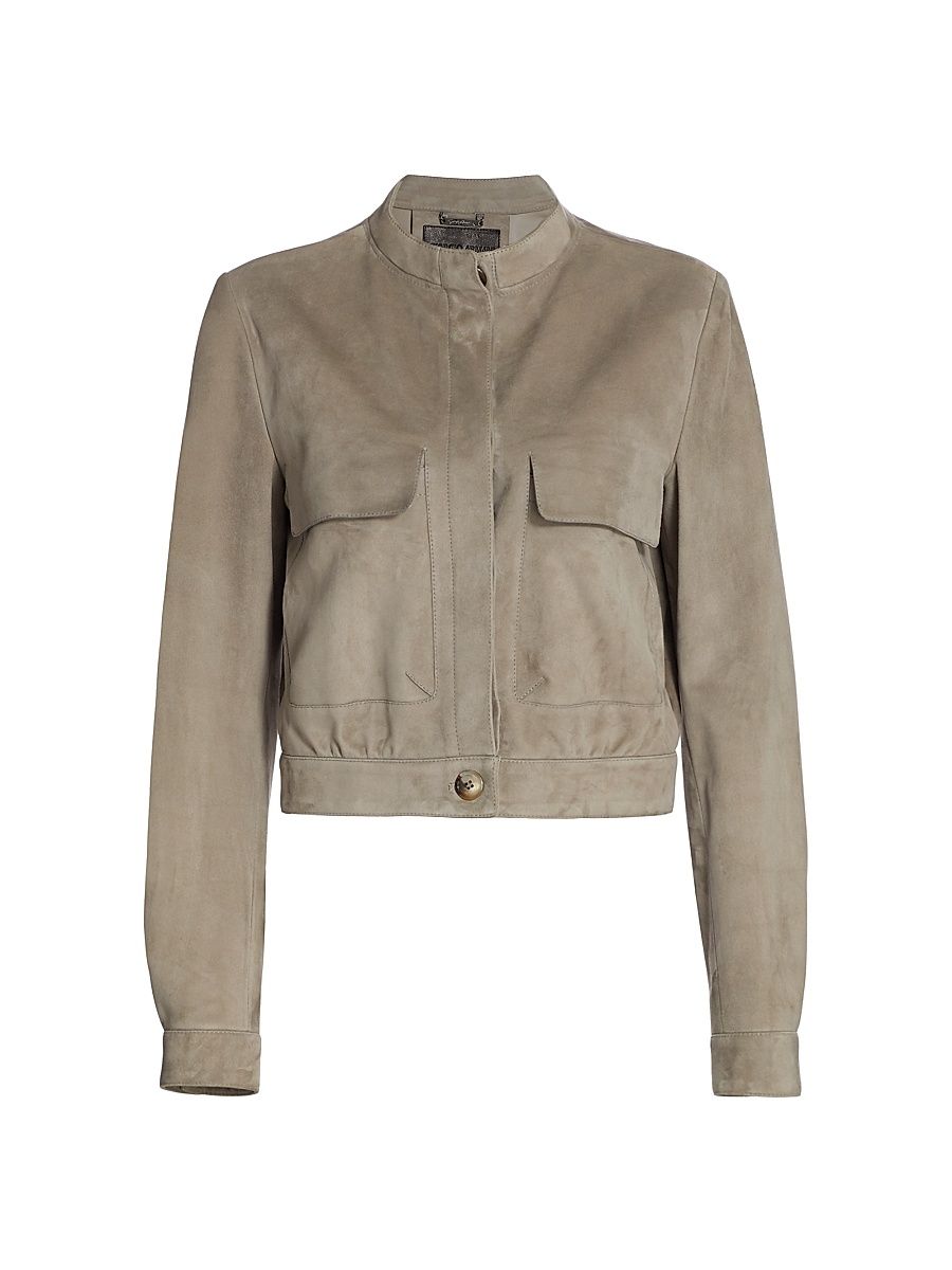 Women's Patch-Pocket Suede Jacket - Hazelnut - Size 0