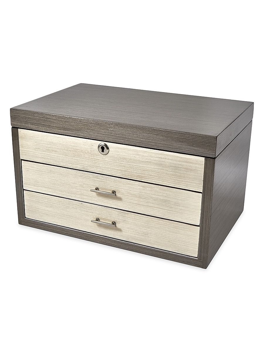 Wood Two-Tone Jewelry Box - Natural Gray