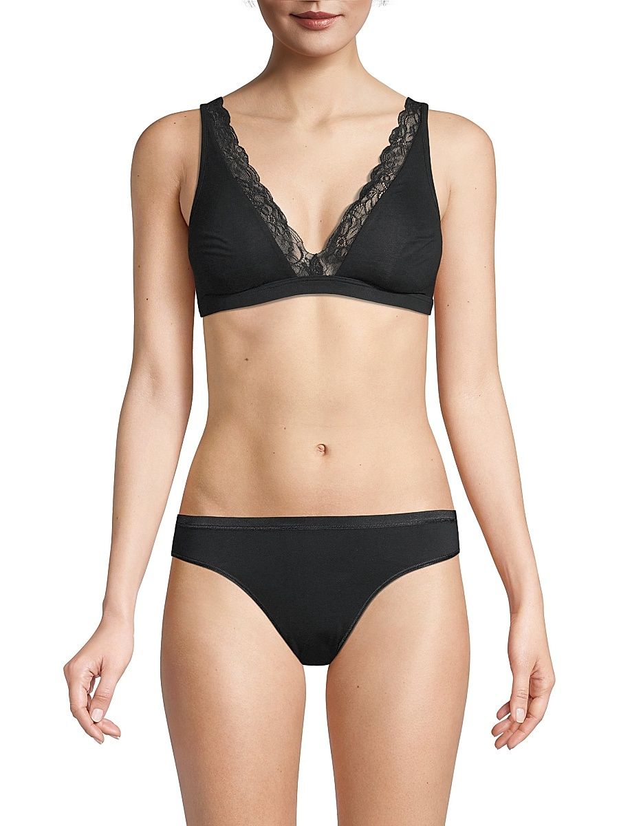 Women's Cotton Lace Soft Cup Bra - Black - Size 32A