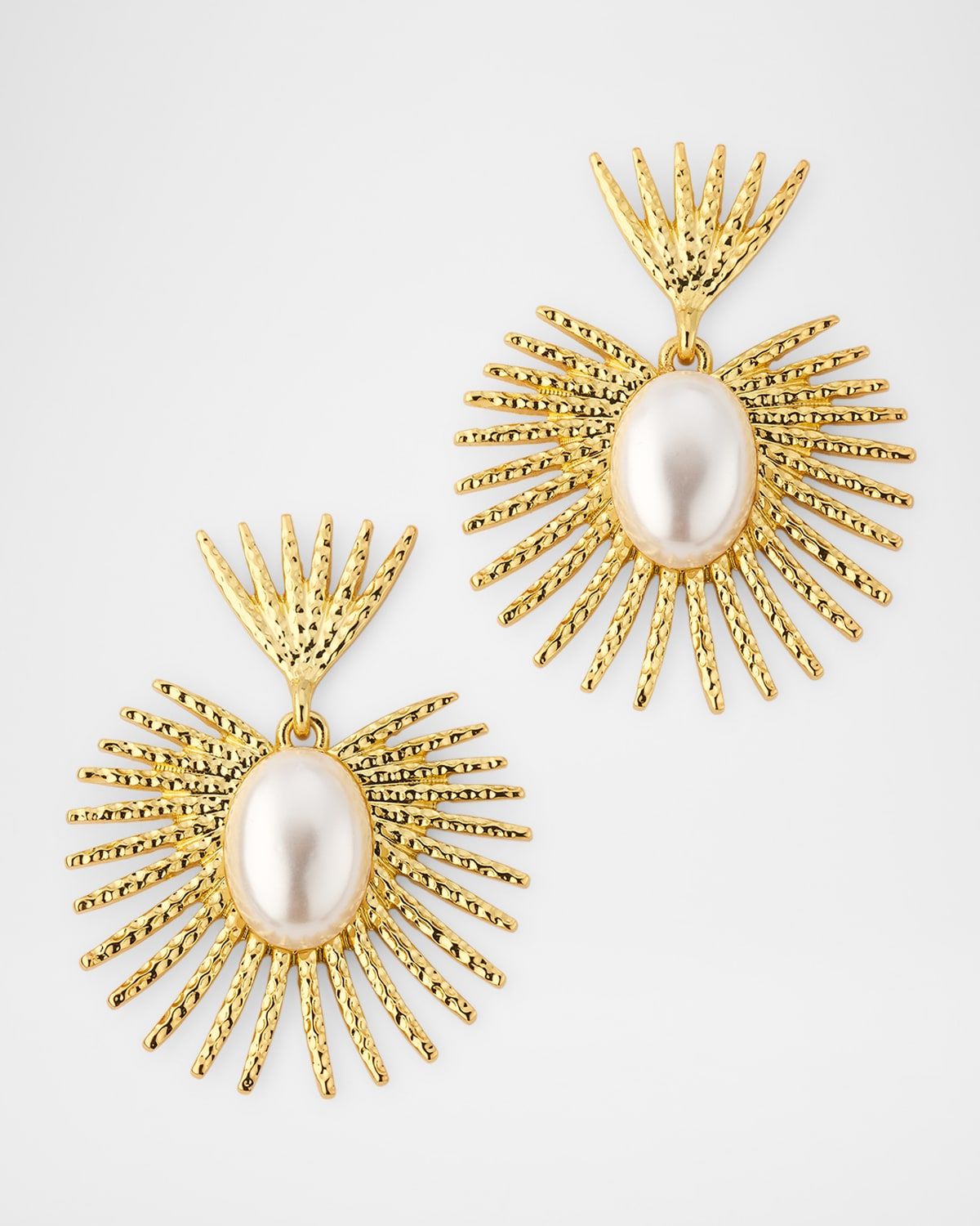 Cabochon Fan Drop Earrings