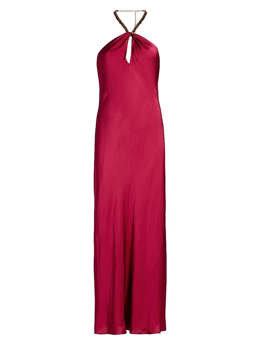 Women's Giulia Beaded Halter Maxi Dress - Huckleberry - Size Large