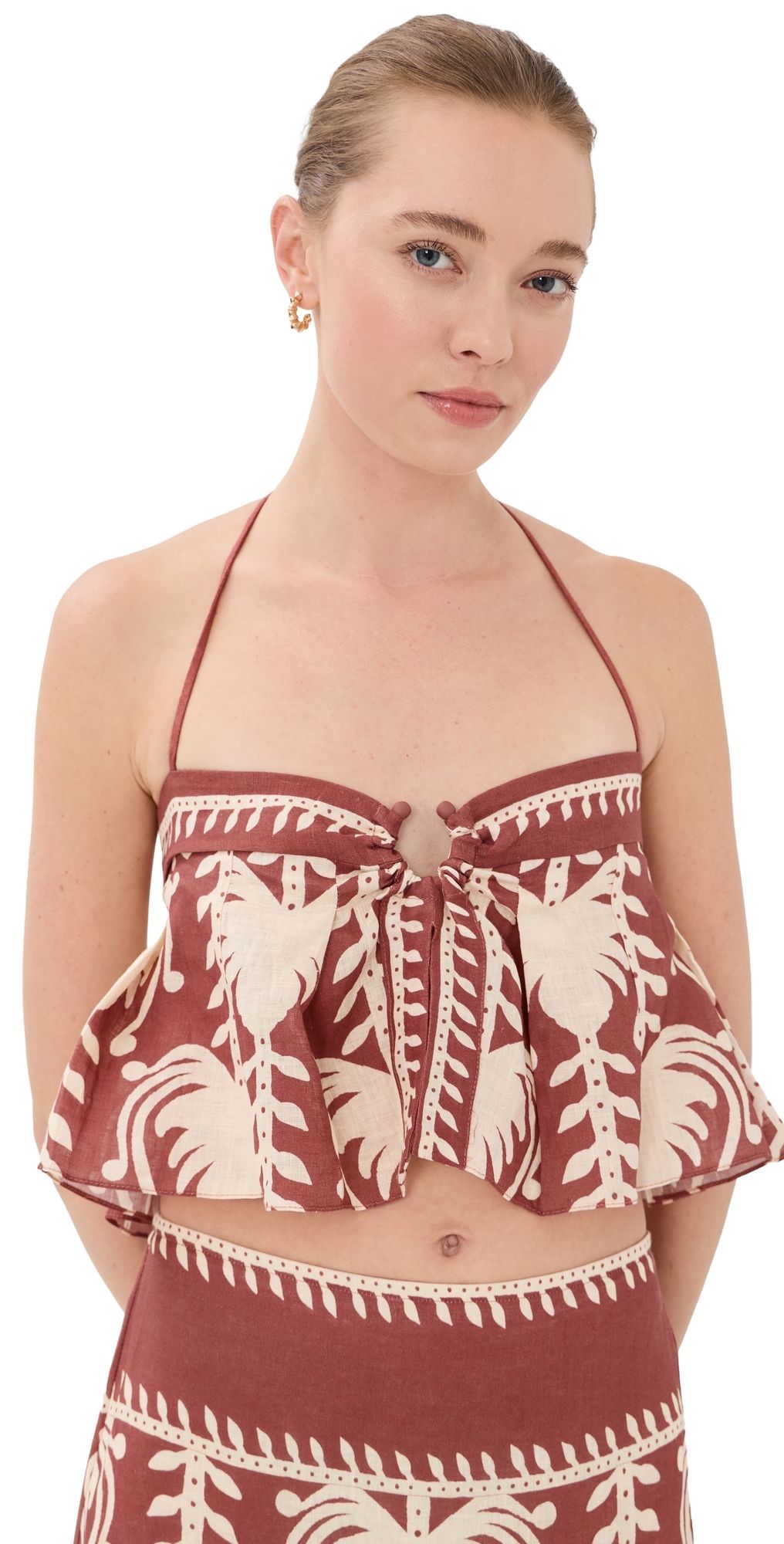 Johanna Ortiz Marsala Ecru Oceanic Top Marsala/Ecru 10