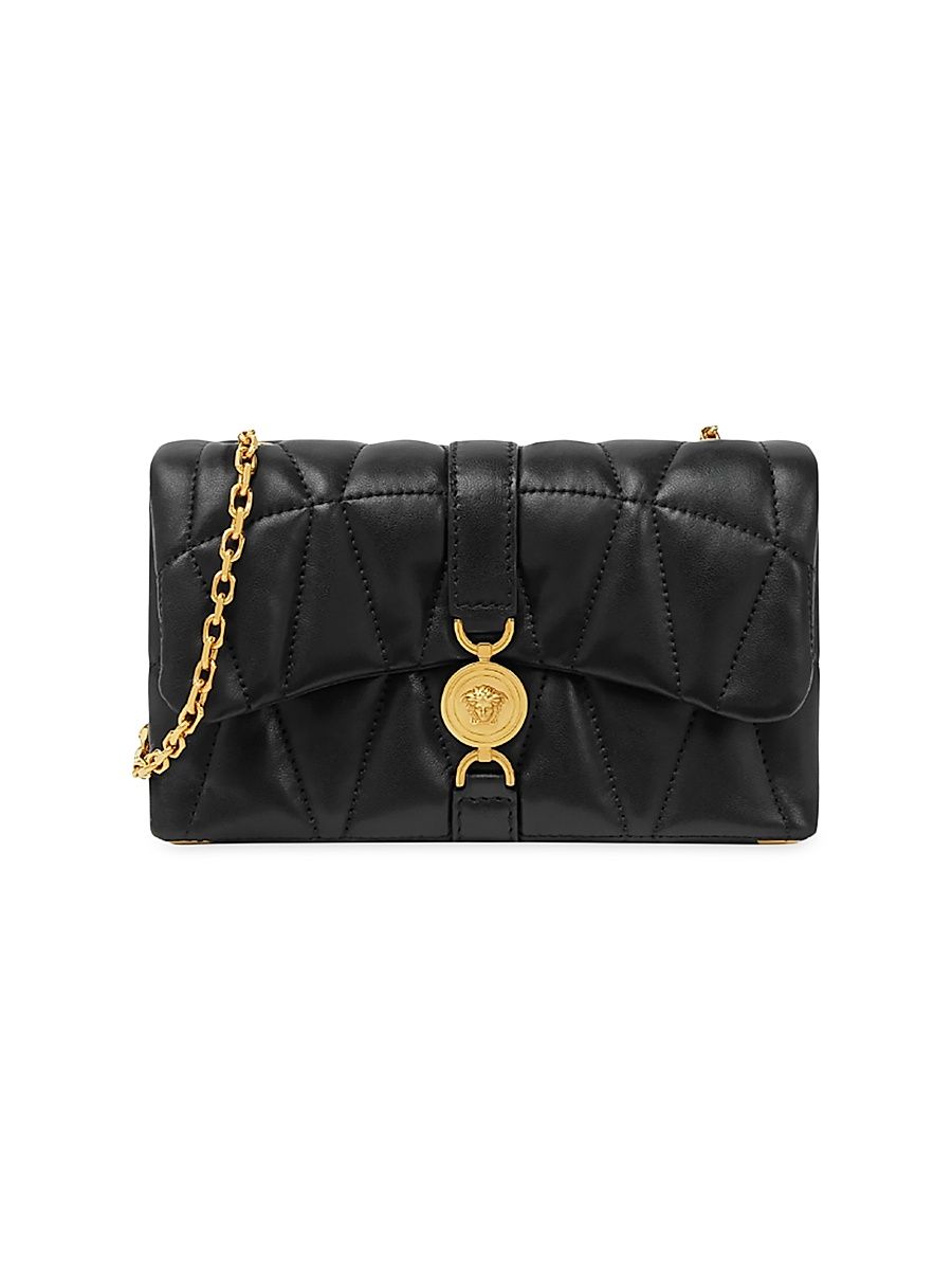 Women's Kleio Mini Quilted Leather Crossbody Bag - Black Versace Gold