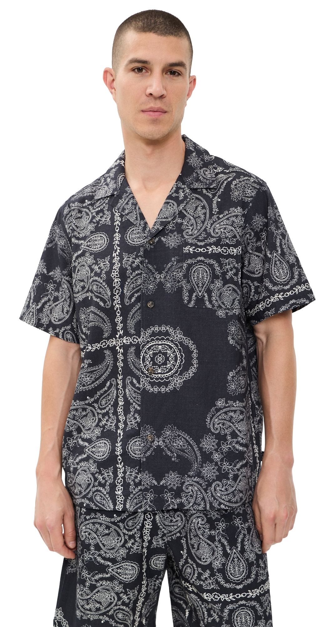 Les Deux Paisley Shirt Tap Shoe Black L
