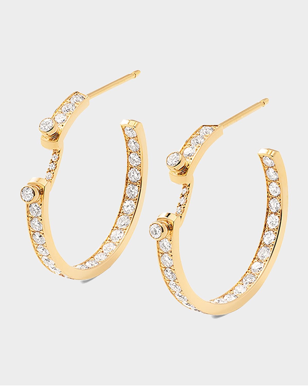 18K Eternity Tuxedo Mood Hoop Earrings