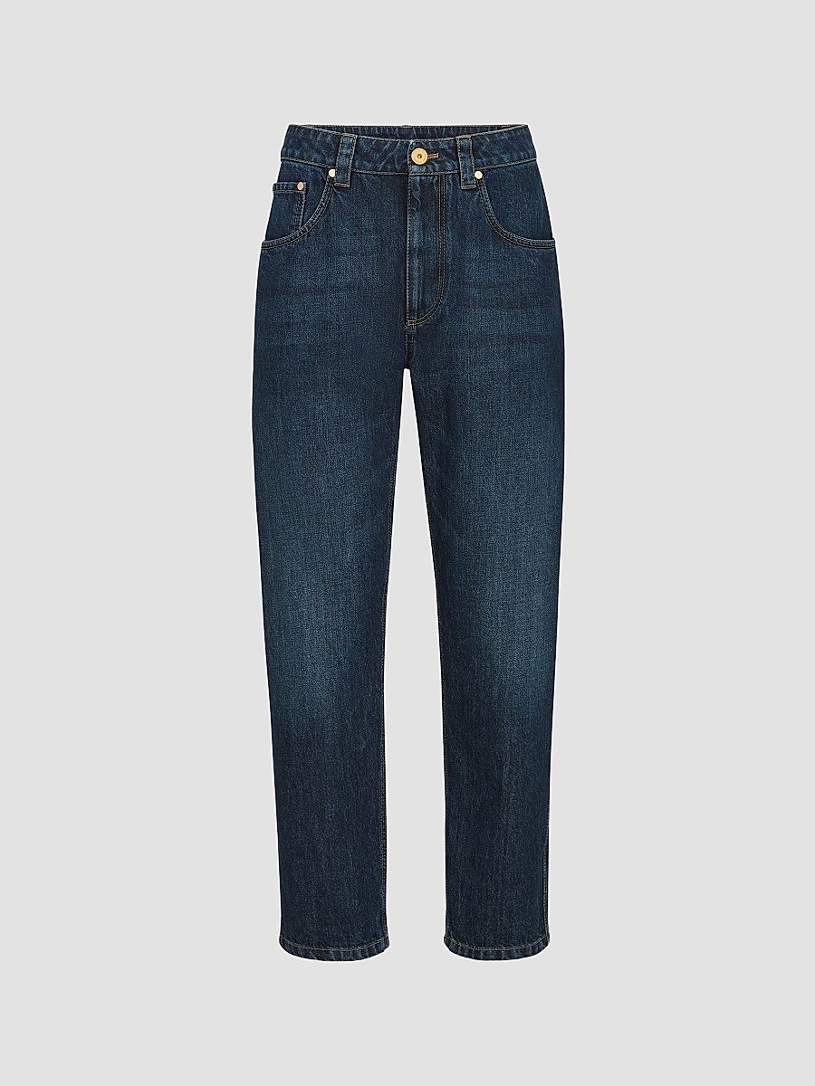 Women's Authentic Denim Straight Trousers with Shiny Bartack - Denim - Size 16