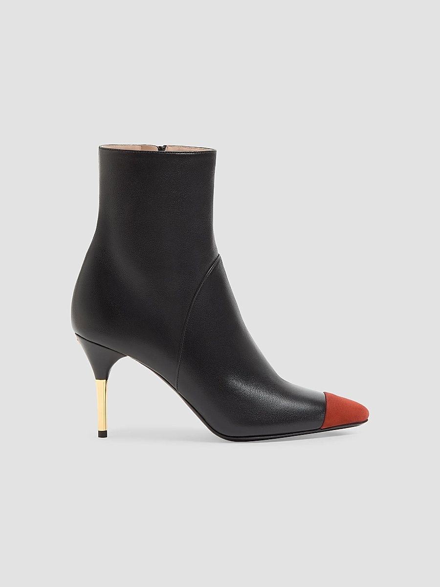 Valentino Women's Sinead 85MM Ankle Boots in Nappa and Suede - Black Rust - Size 10.5