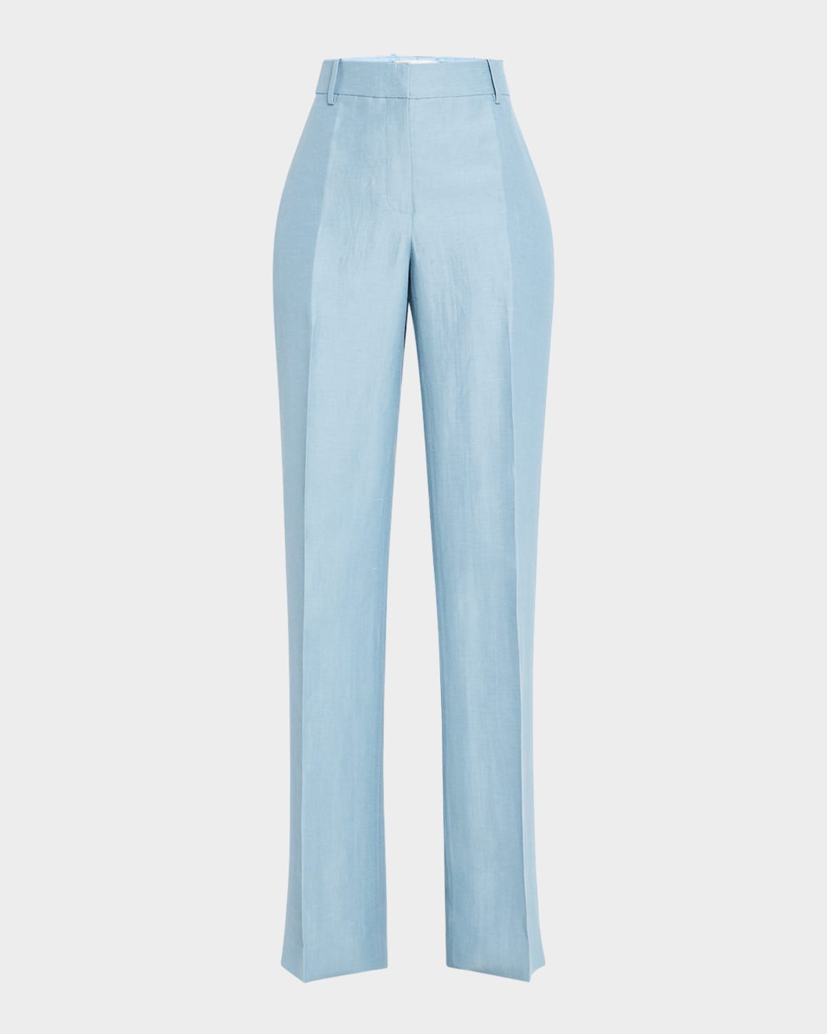Gates High-Rise Straight-Leg Linen-Blend Pants