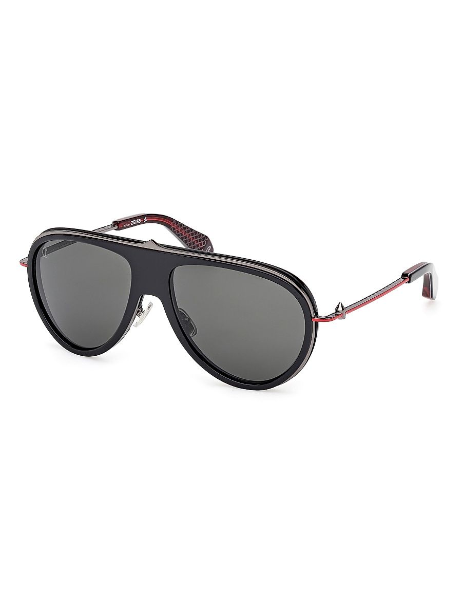 Men's 61MM Aviator Sunglasses - Black Red Black