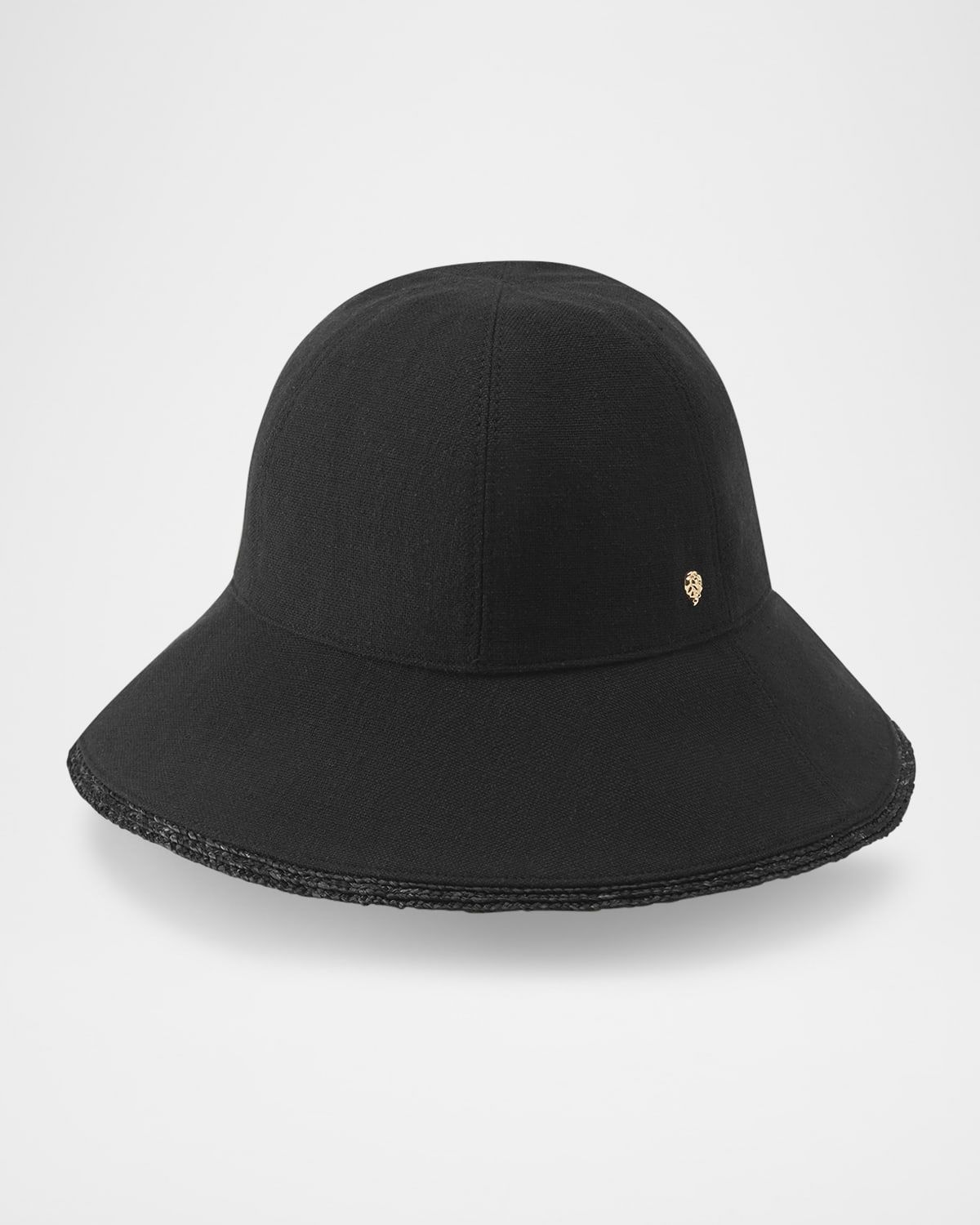 Lamassu Paneled Cotton with Raffia Trim Bucket Hat