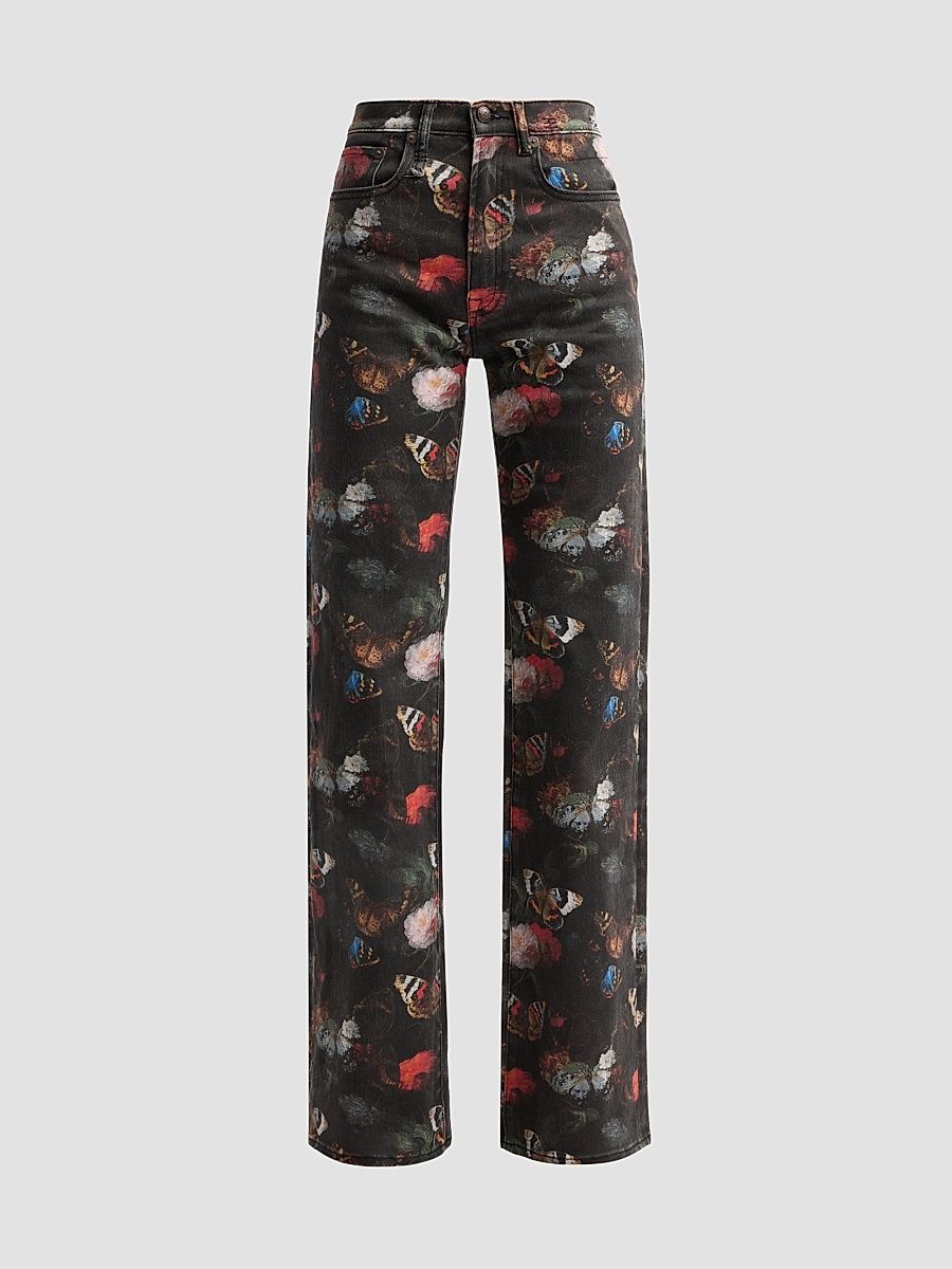 Women's Jane Printed Jeans - Pink Stretch Floral Butterfly - Size 31