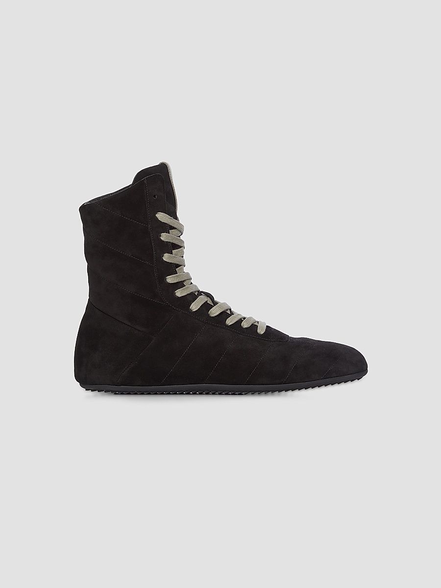Men's Quilted Minimal Suede High-Top Sneakers - Black - Size 13
