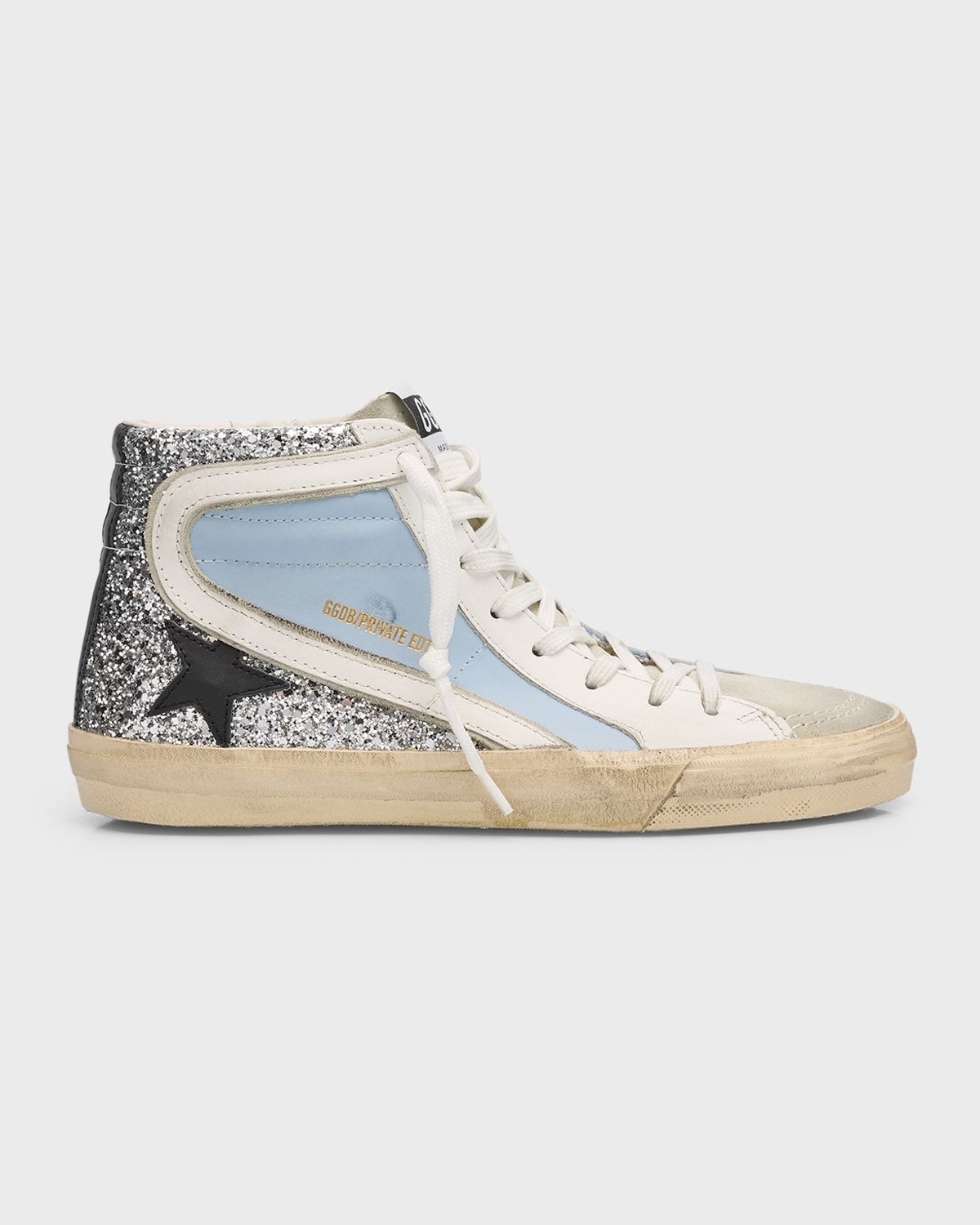 Slide Mid-Top Glitter Leather Sneakers