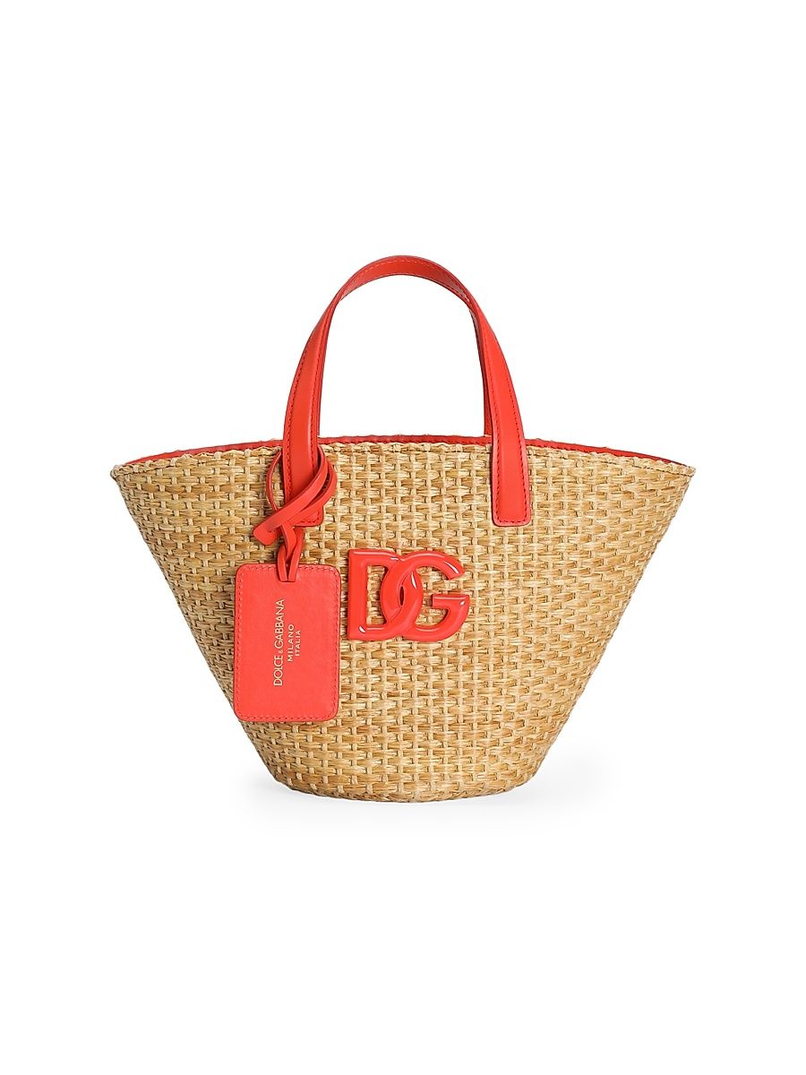 Girl's Logo Straw Tote Bag - Mix Maioliche