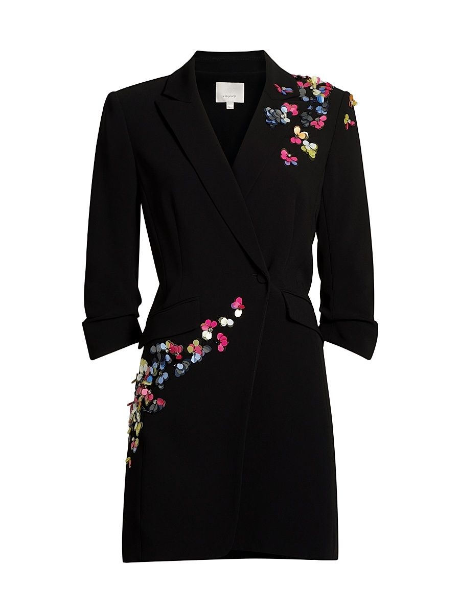 Women's Linnea Paillette Vines Minidress - Black Multi - Size 0