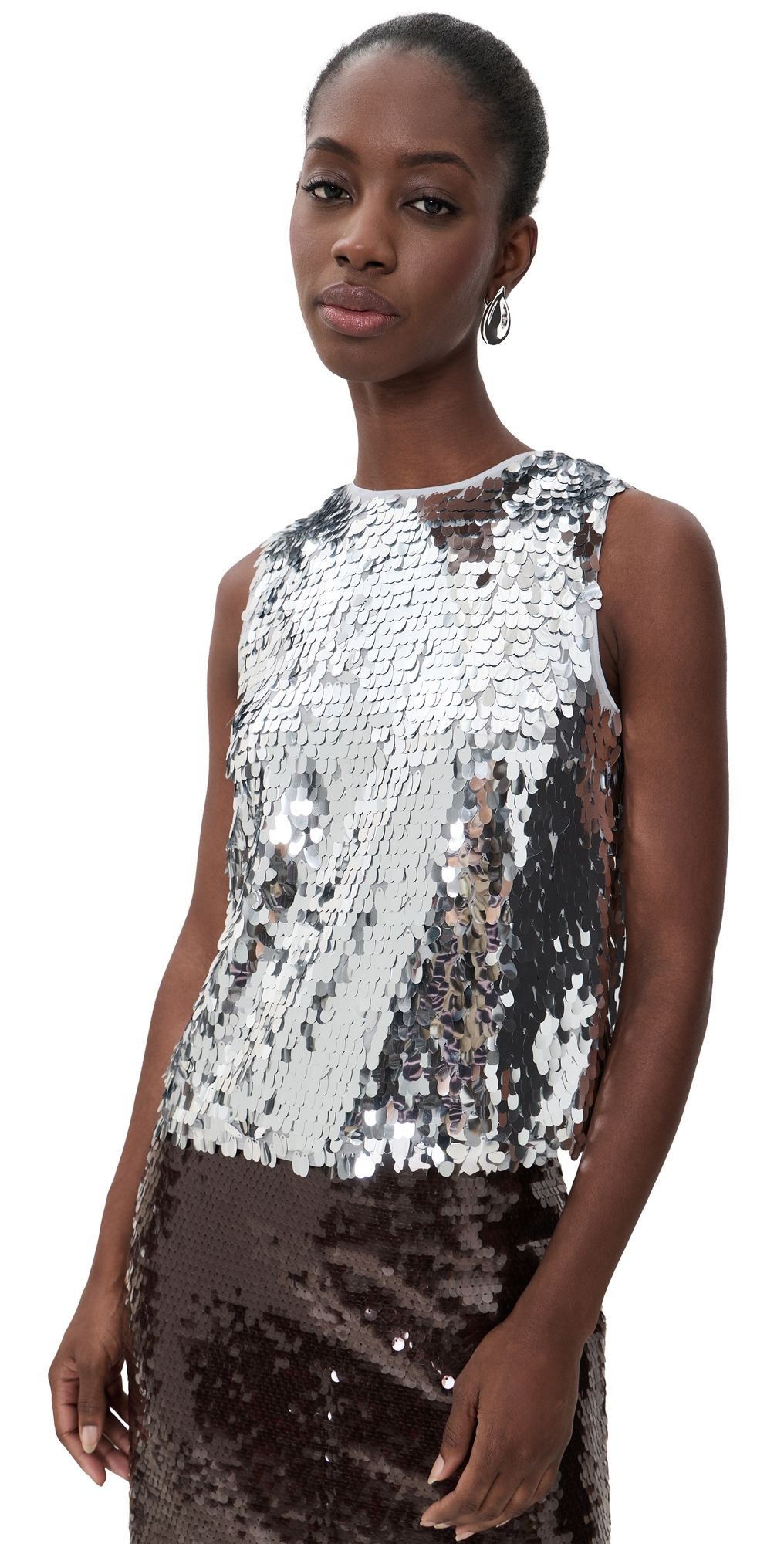SIMONMILLER Shirley Sequin Top Satellite Silver XL