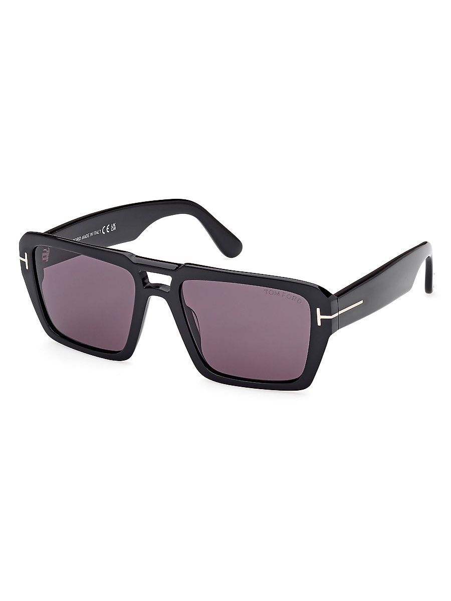 Men's Redford 56MM Navigator Sunglasses - Black Dark Purple