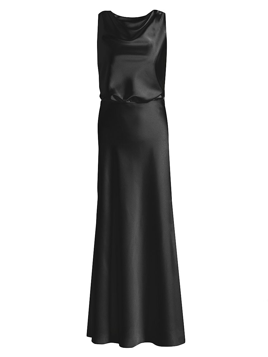 Women's Aubrie Satin Cowl Cocktail Dress - Black - Size 12