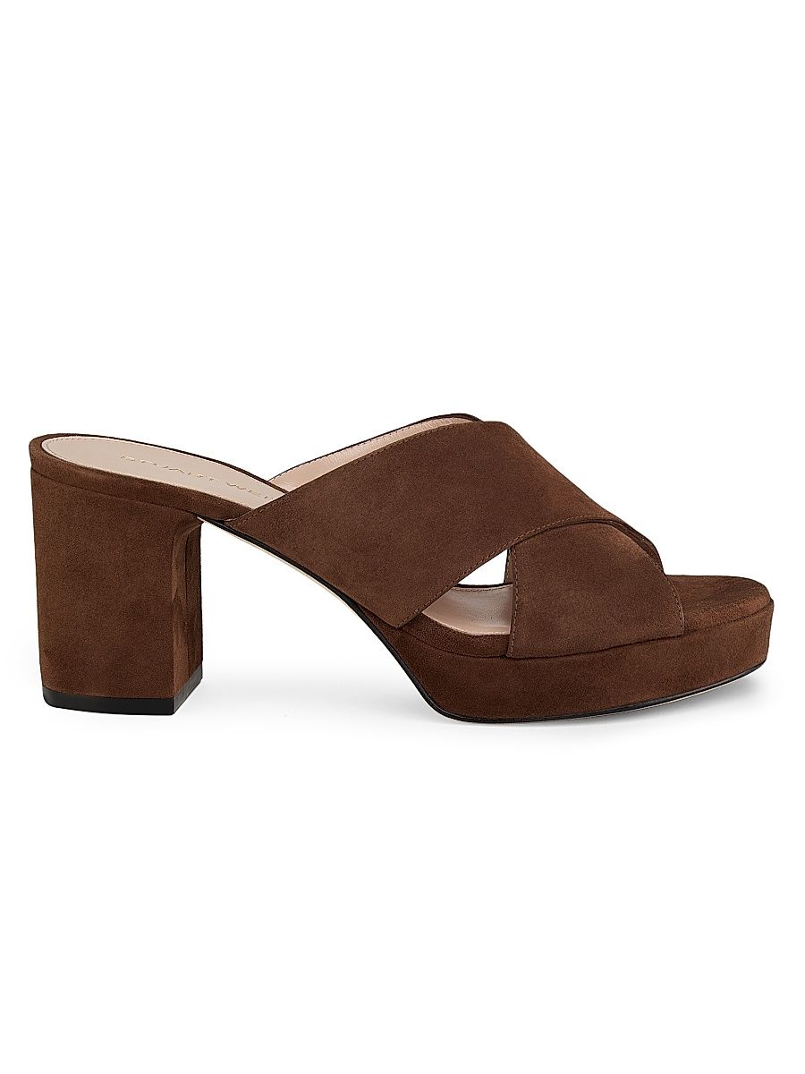 Women's Dayna 80MM Suede Platform Mules - Cigar - Size 10