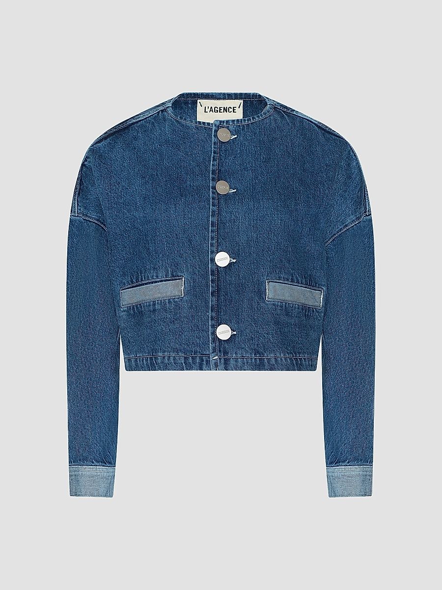 Women's Verona Collarless Denim Jacket - Goleta - Size XXS