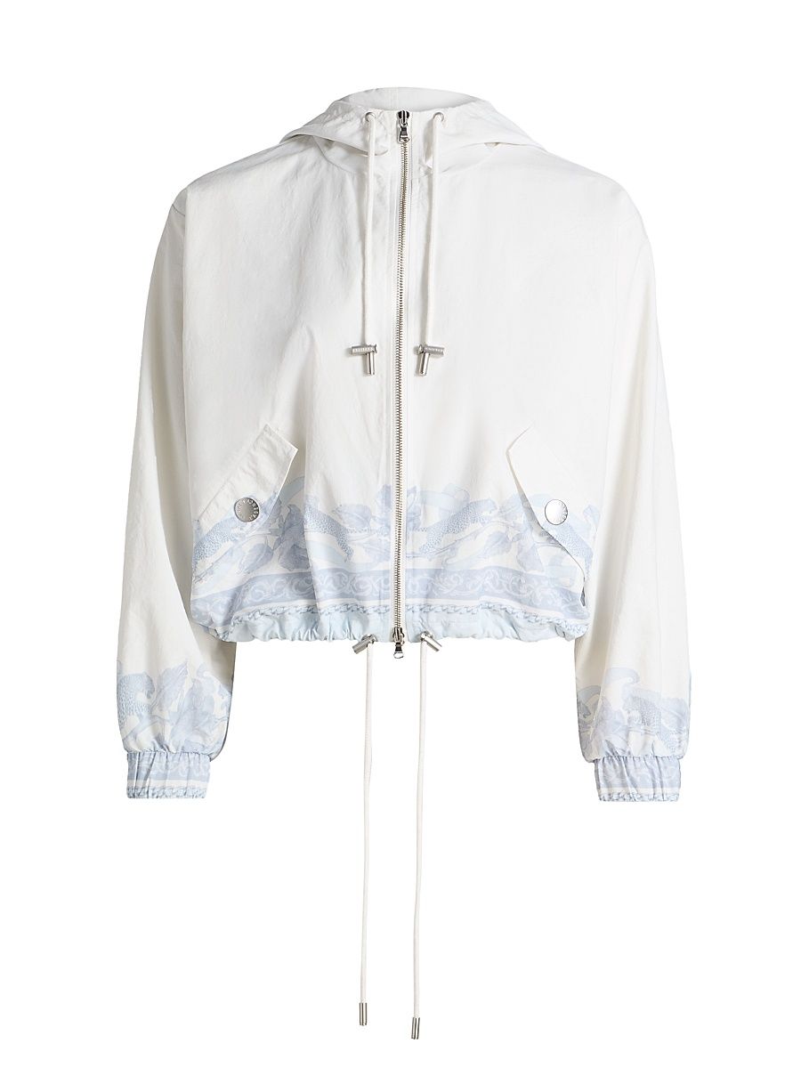 Women's Miro Placed Print Windbreaker - Pale Mist Blue Multi Leopard - Size XS