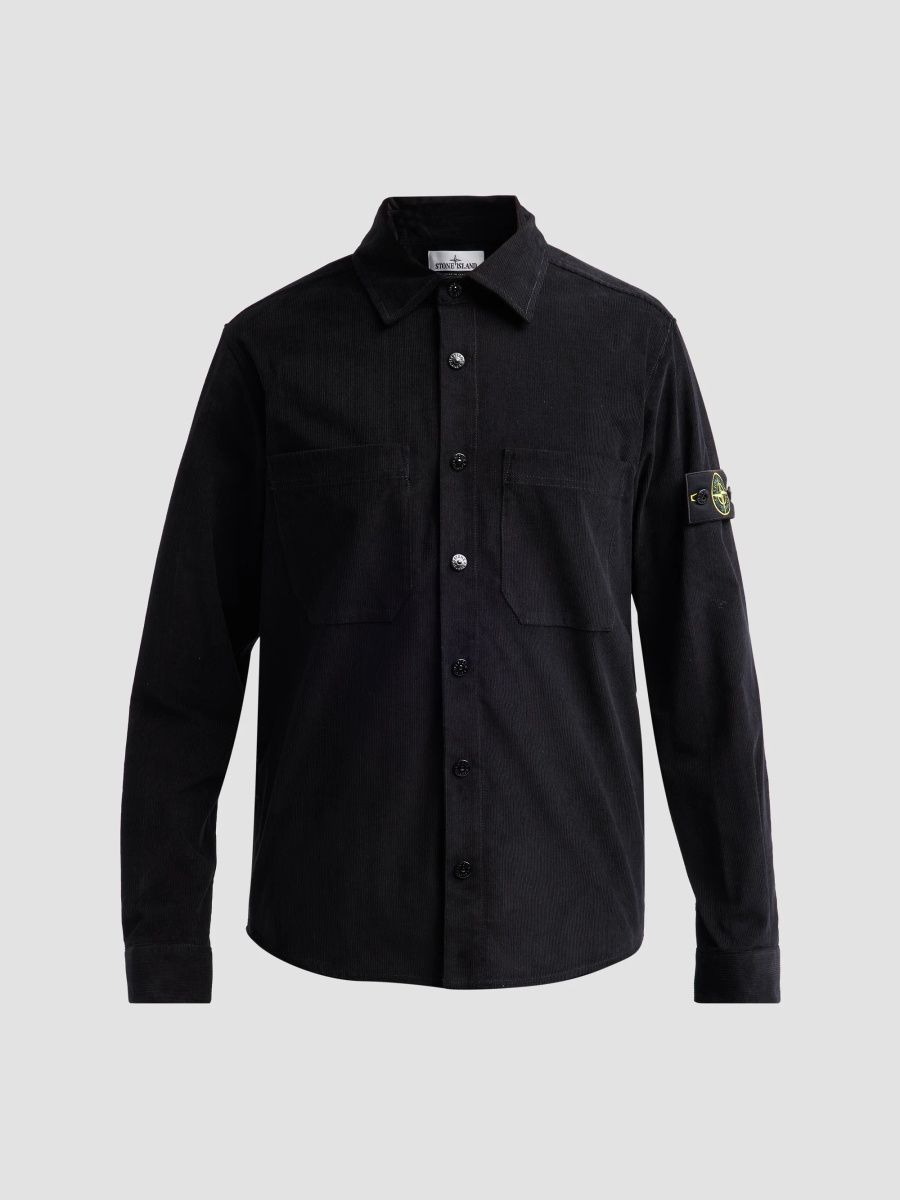 Stone Island Men's Camicia Cotton Corduroy Shirt - Black - Size XXL