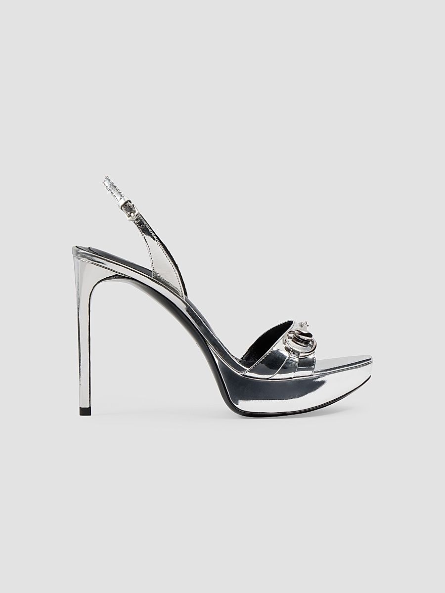 Women's Donna 105MM Horsebit Platform Sandals - Silver - Size 7