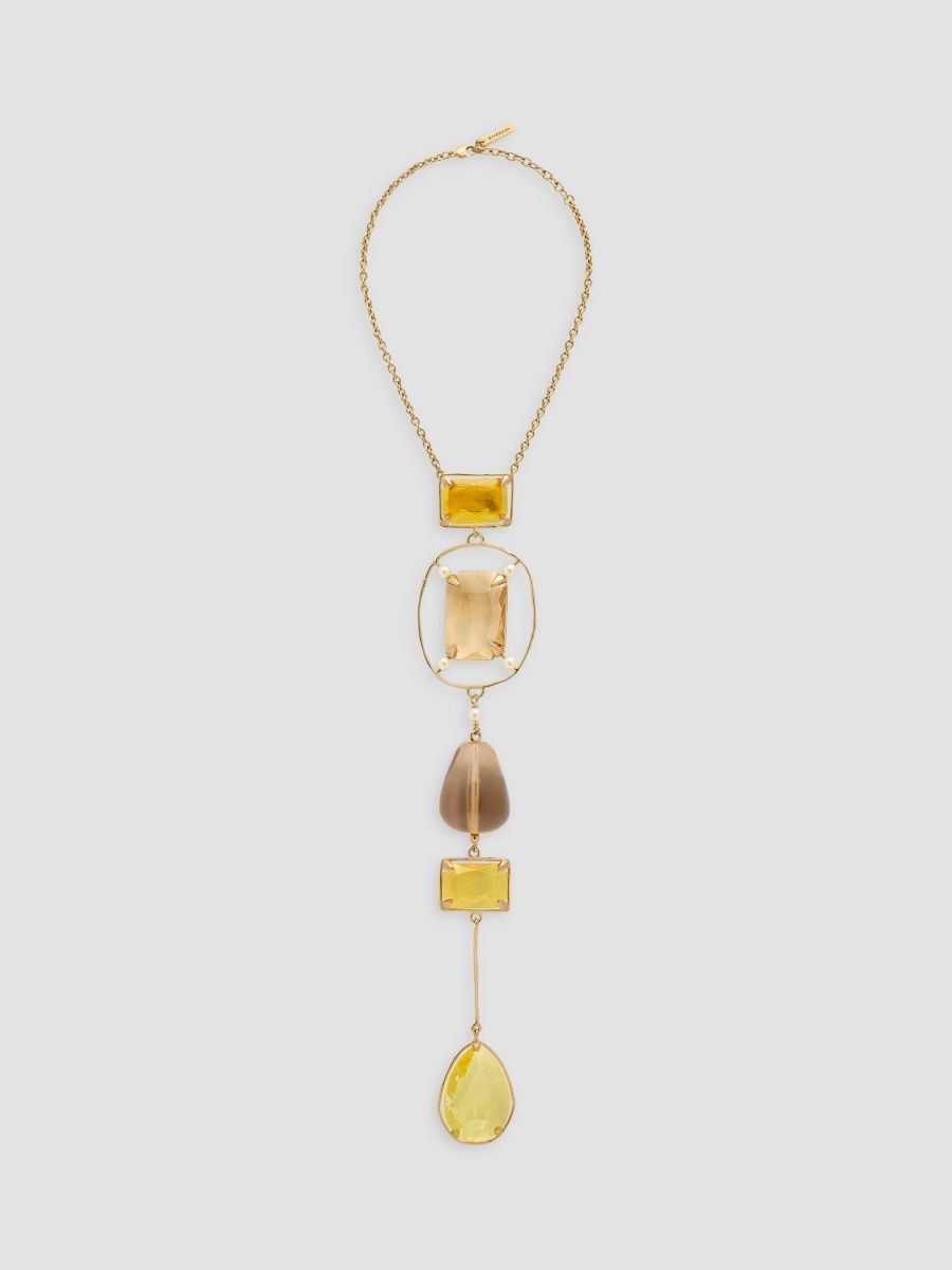 Givenchy Women's Rainbow Drop Necklace in Metal and Crystals - Yellow