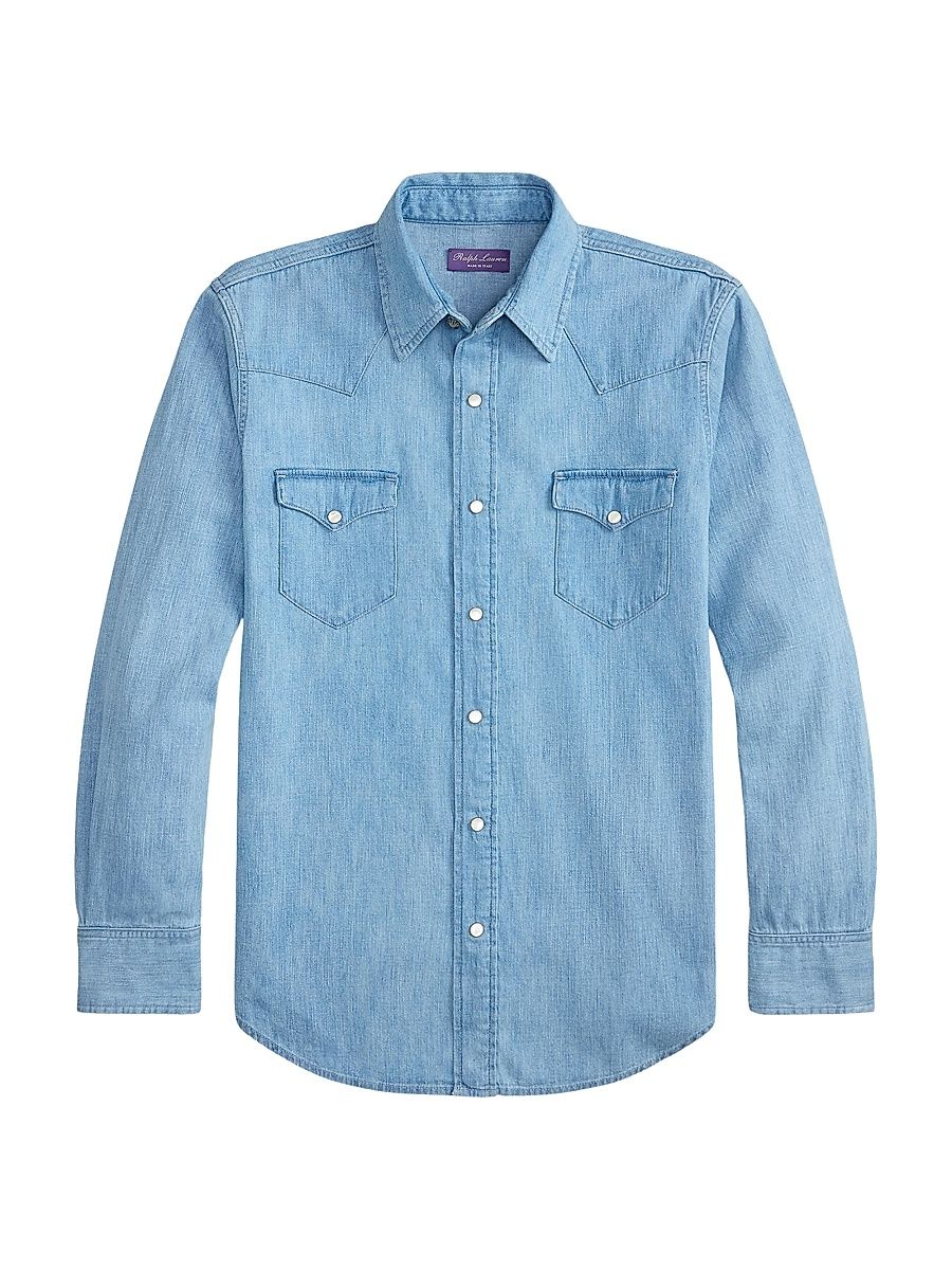 Men's Japanese Denim Western Shirt - Heritage Light Indigo - Size Medium