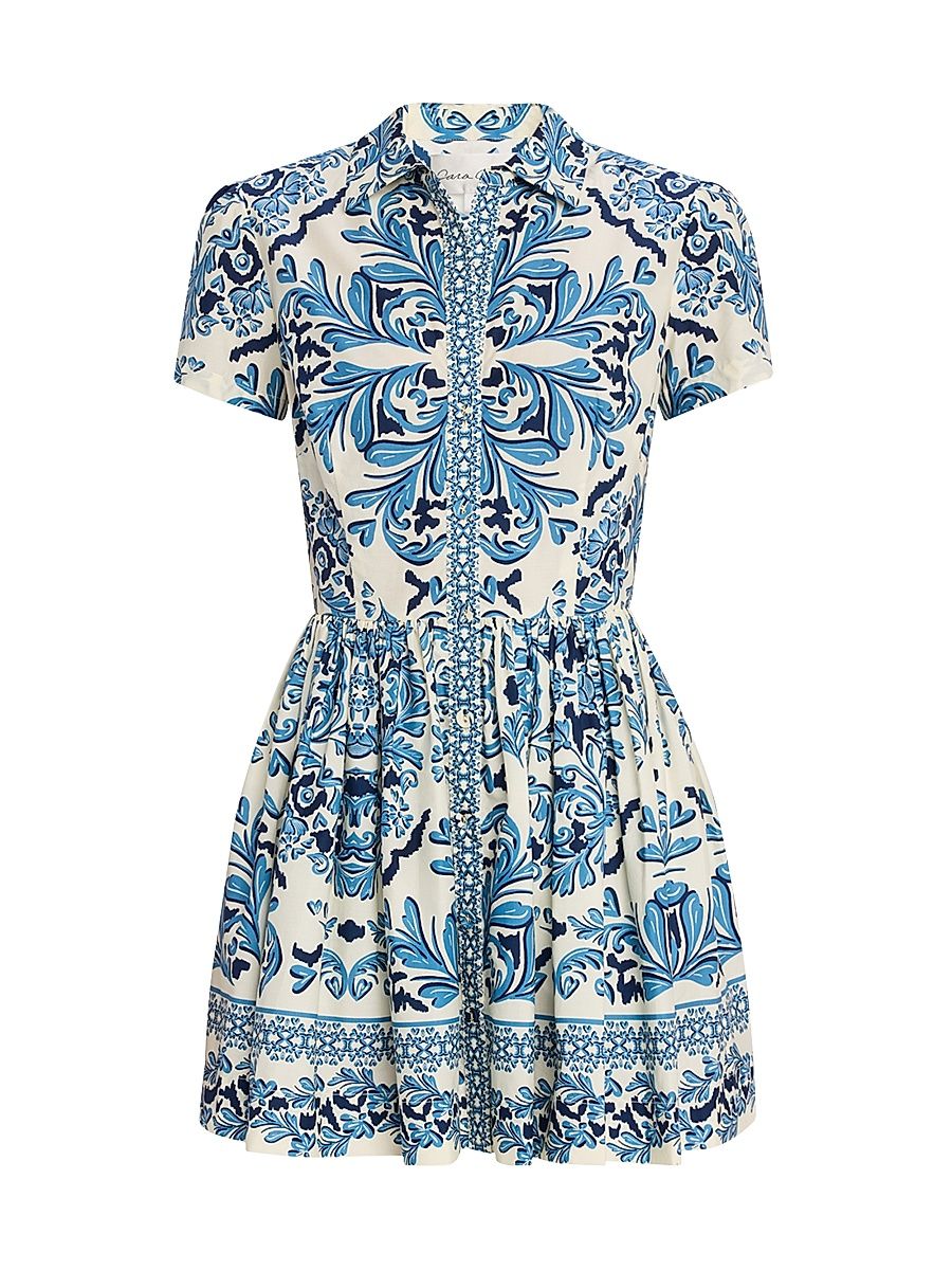 Women's Noor Printed Short-Sleeve Minidress - Blue Pattern - Size 8