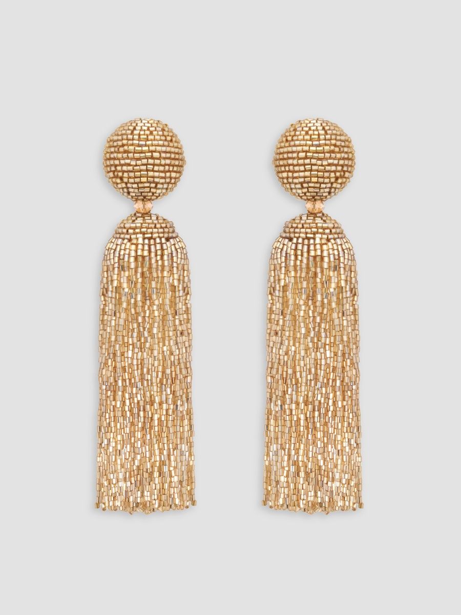 Oscar de la Renta Women's Goldtone & Glass Beaded Tassel Clip-On Drop Earrings - Gold