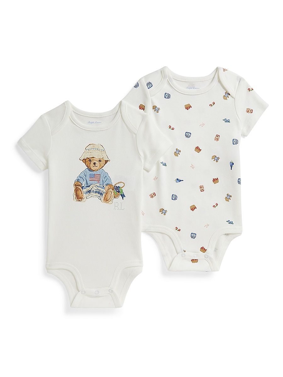 Baby's 2-Pack Blueberry Polo Bear Bodysuit Set - Berry Garden - Size Newborn