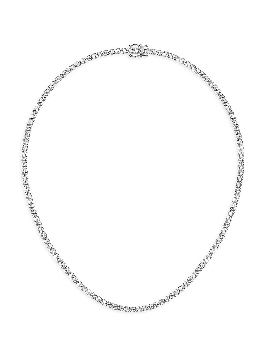 Women's Platinum & Lab-Grown Diamond Tennis Necklace/5.00-20.00 TCW - 15 Tcw - Size 18