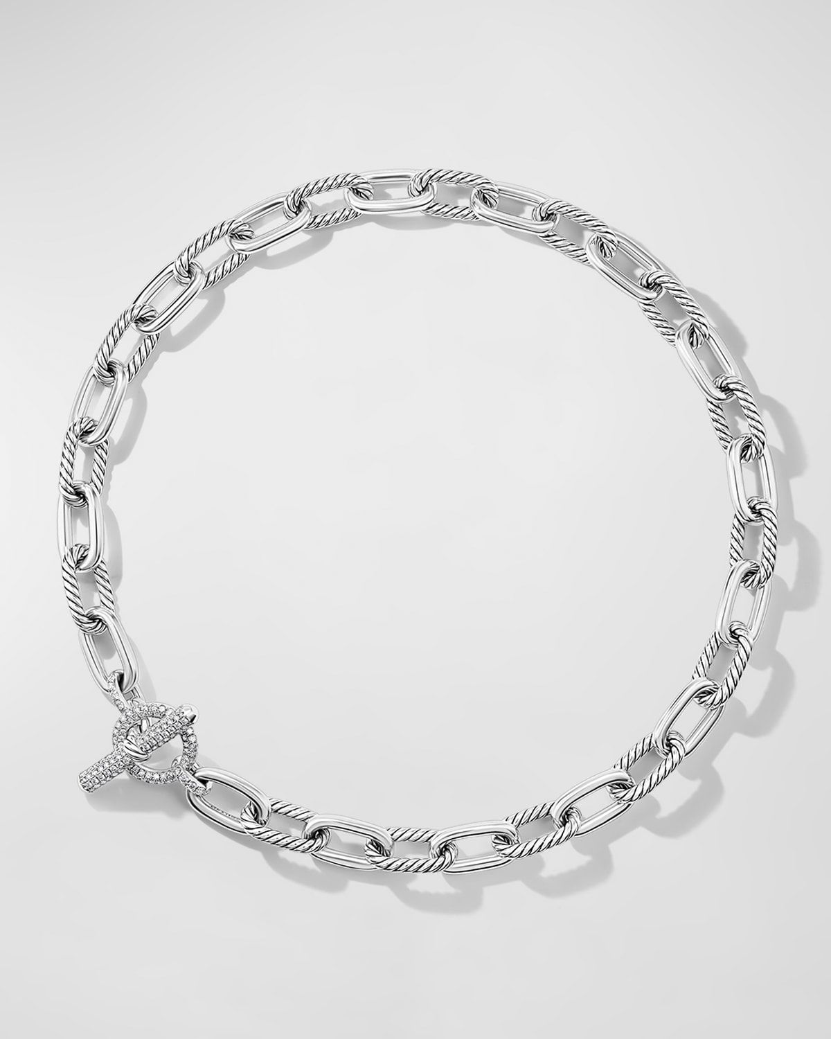 Madison Toggle Necklace with Diamonds in Silver, 11mm, 17"L