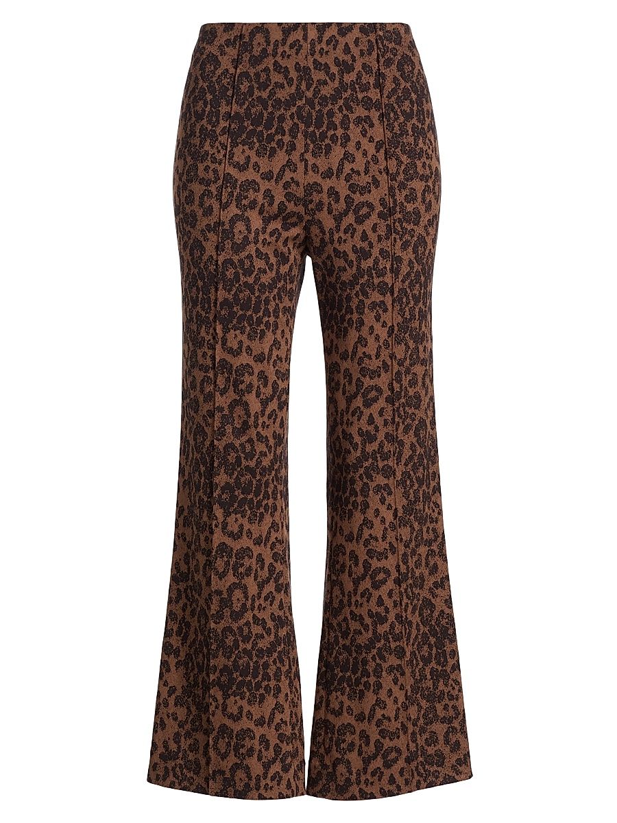 Women's Irina Leopard Jacquard Crop Pants - Leopard - Size XL