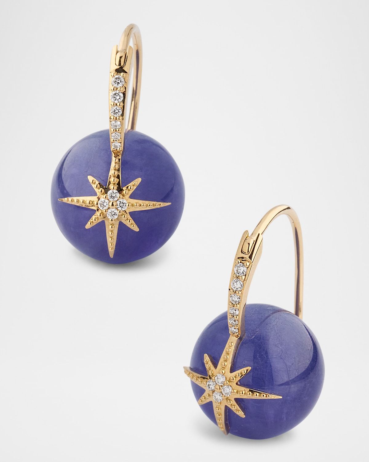 14K Pave Starburst Bead Earrings