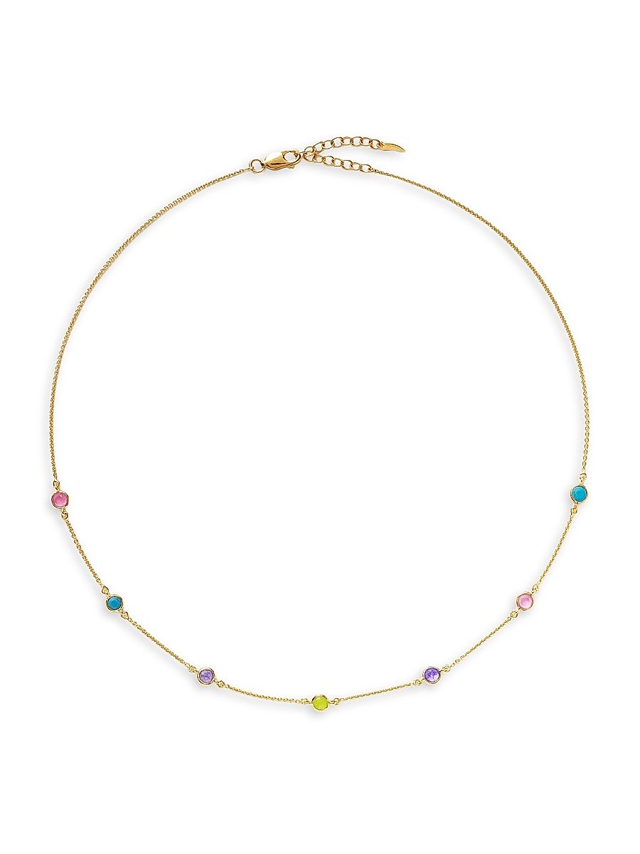 Women's Hot Rox 18K-Yellow-Gold Vermeil & Multi-Gemstone Choker