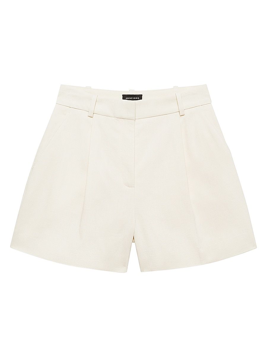 Women's Trent Tailored Pleat-Front Shorts - Cream - Size 10