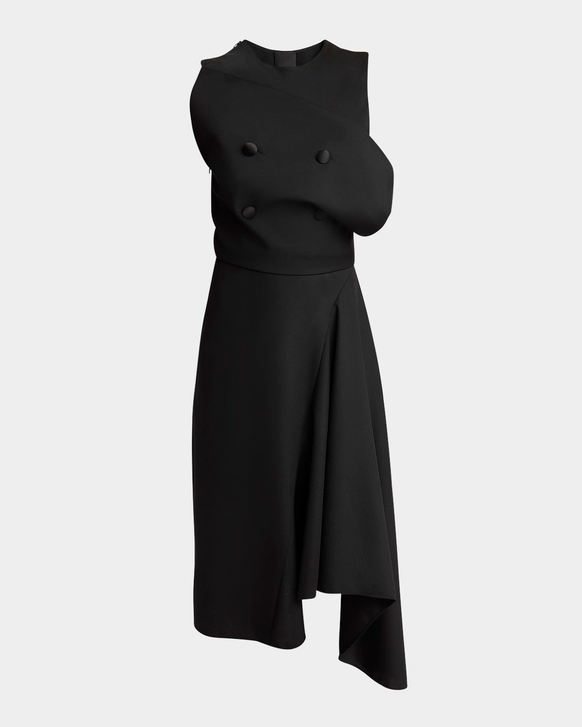 4-Button Sleeveless Asymmetric Dress