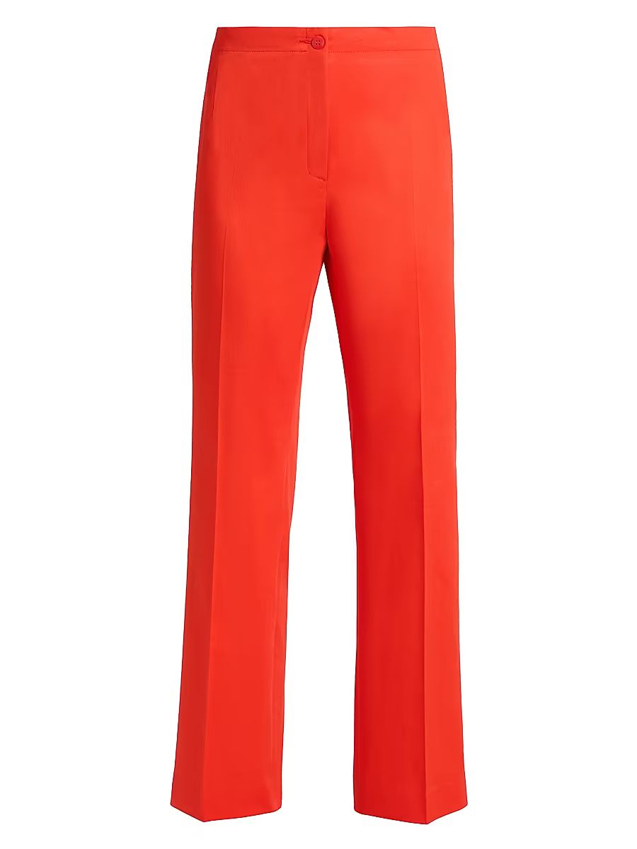 Women's Roma Stretch-Cotton Straight-Leg Pants - Poppy - Size 8