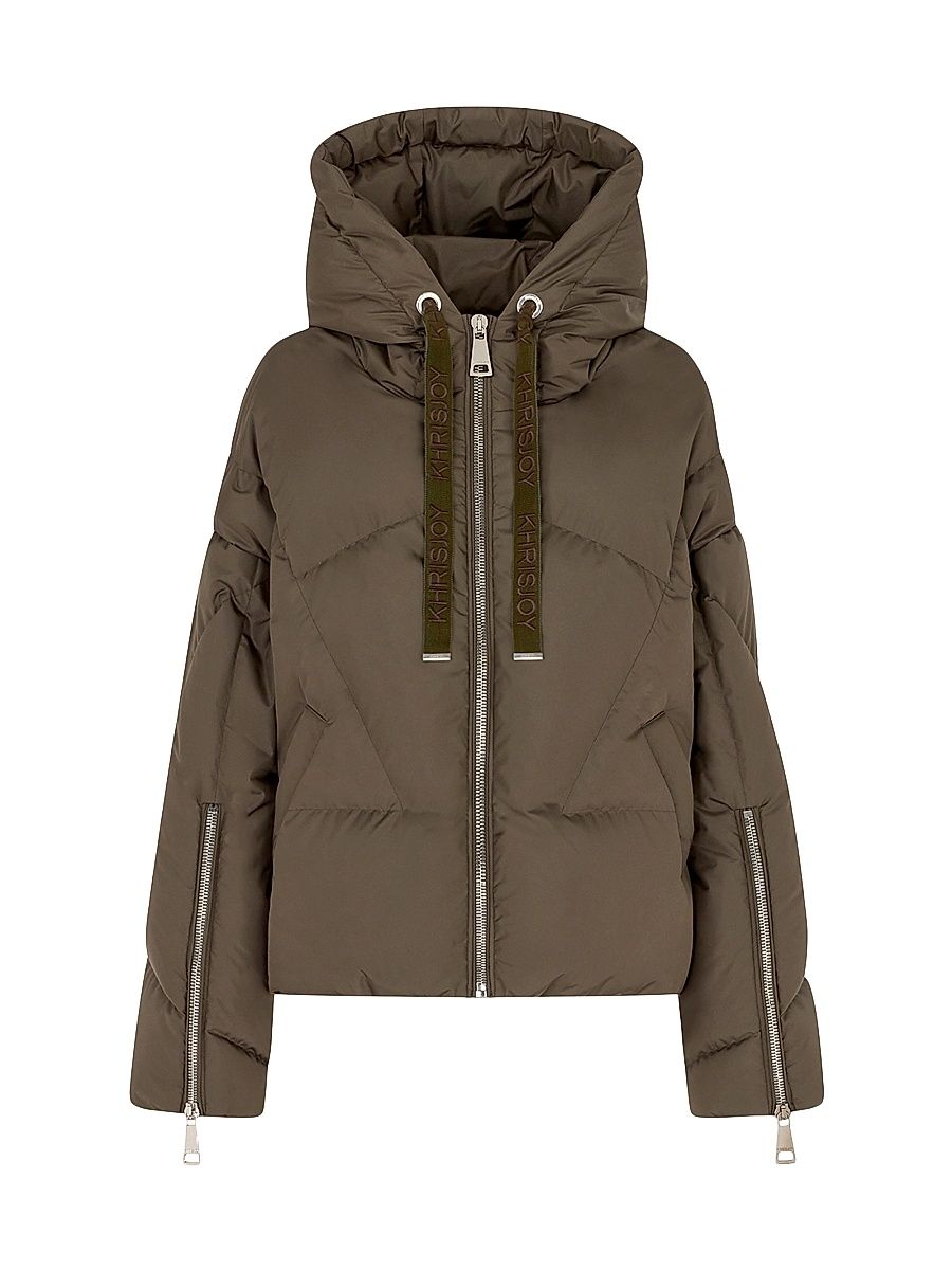 Women's Iconic Milano Down Puffer Jacket - Olive Green - Size 12