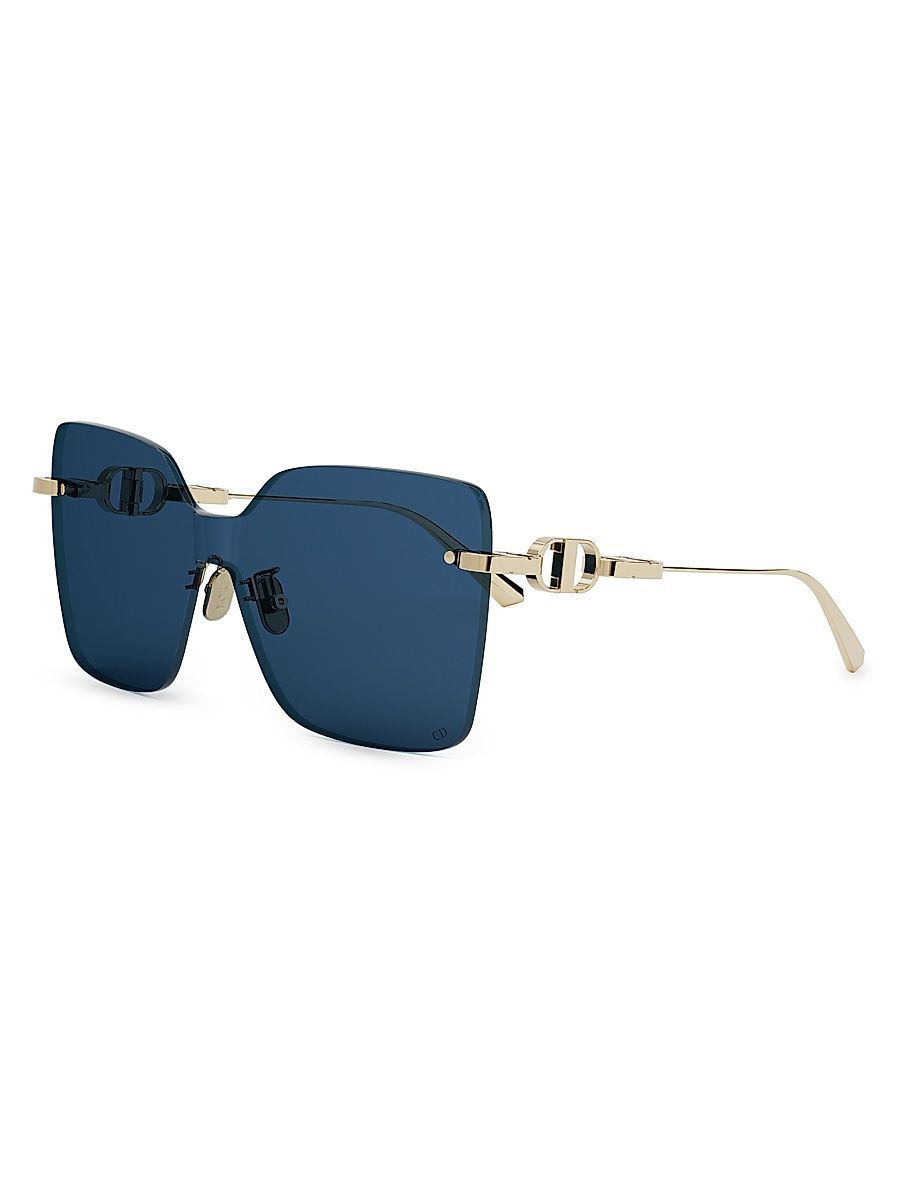 Women's CD Chain M1U 140MM Shield Sunglasses - Gold Dark Blue