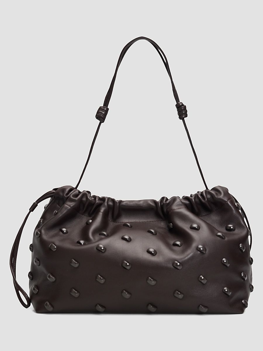 Women's Arlo Studded Leather Shoulder Bag - Ganache