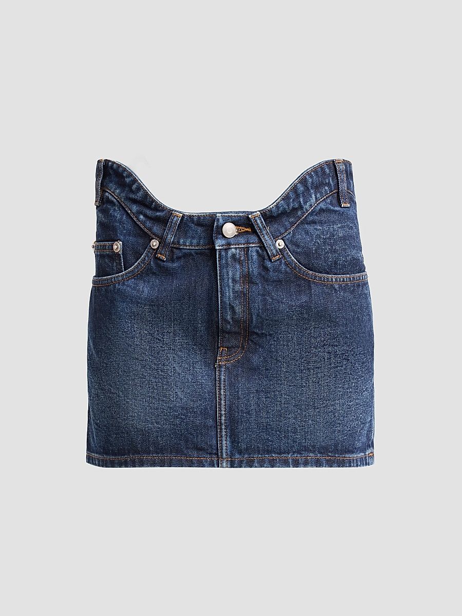 Jean Paul Gaultier Women's Curvy Waist Denim Mini Skirt - Indigo - Size 30