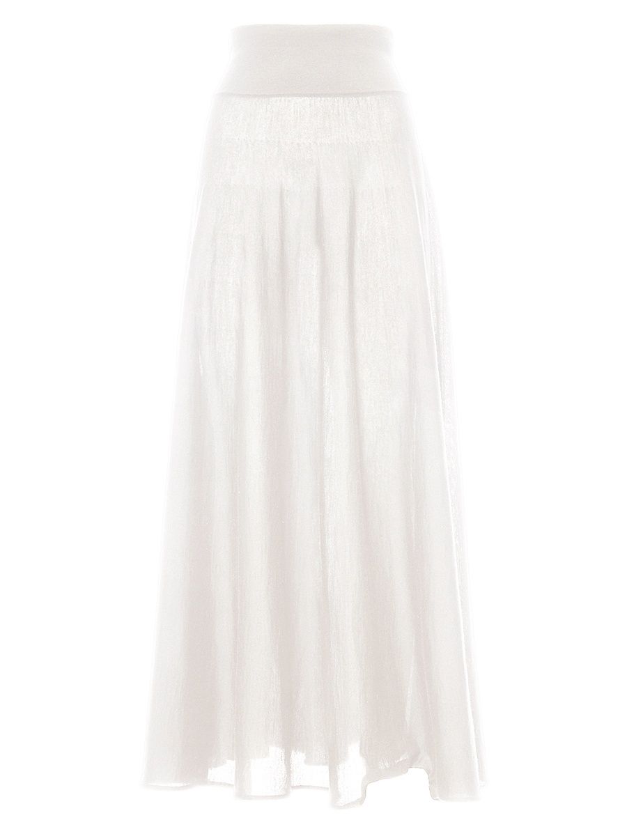 Women's Cashmere-Silk Maxi Skirt - White - Size Small