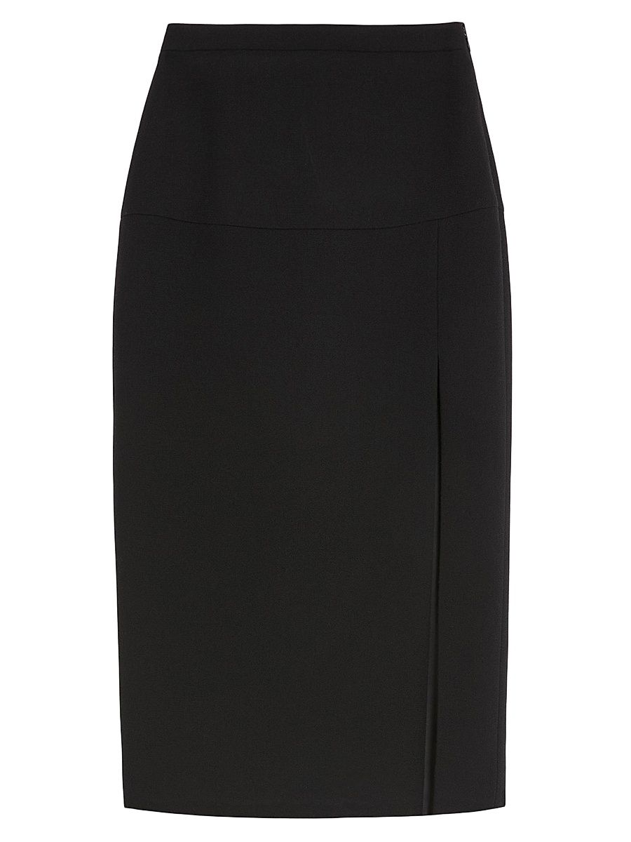 Women's Wool Crepe Midi Skirt - Black - Size 4