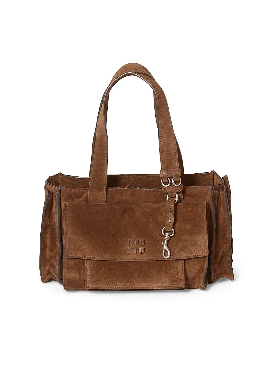 Women's Utilitaire Suede Shopping Bag - Brown