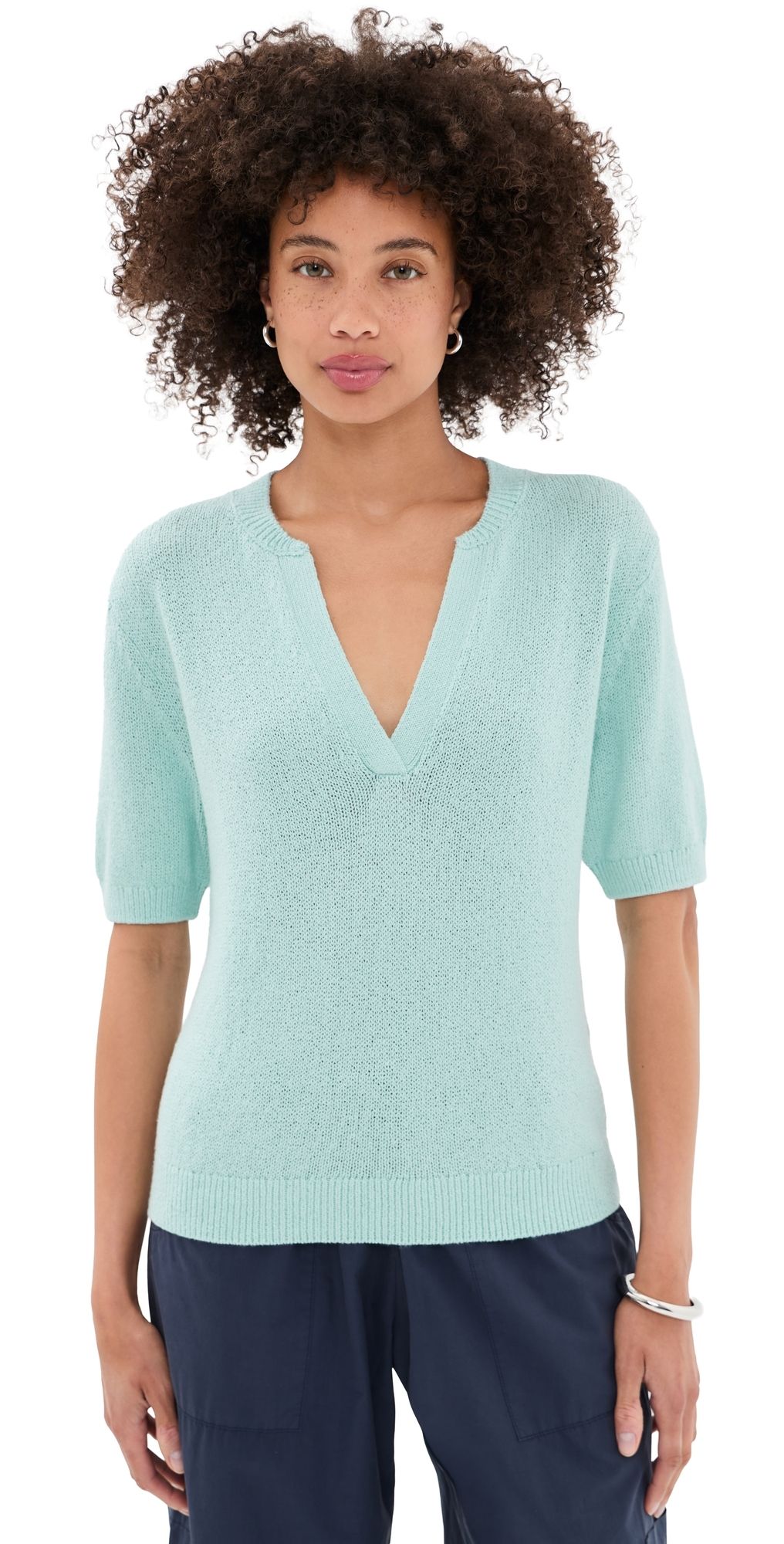 Varley Palmer Knit Top Chalk Blue XL