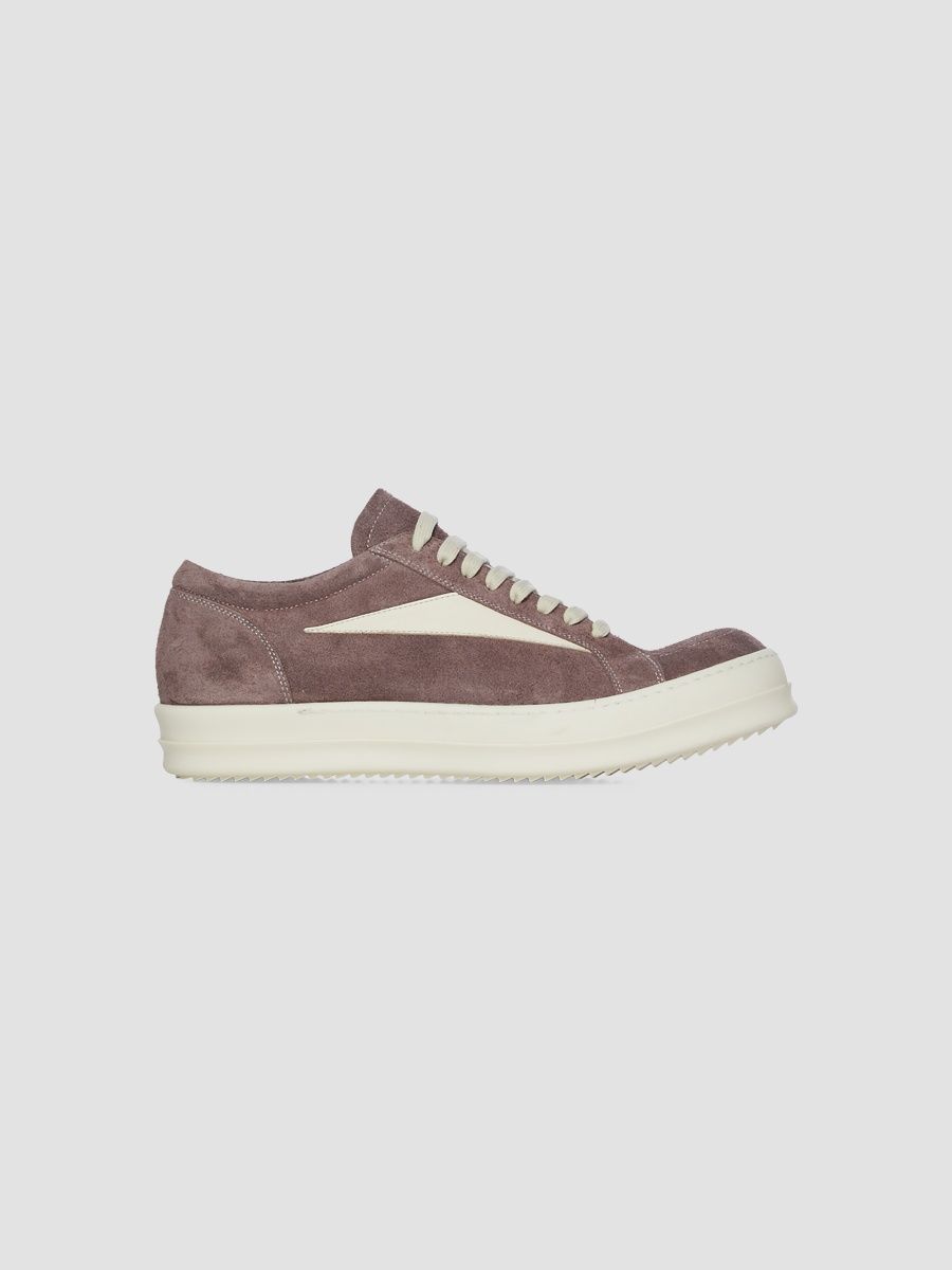 Rick Owens Men's Suede & Leather Low-Top Sneakers - Grape Milk - Size 9